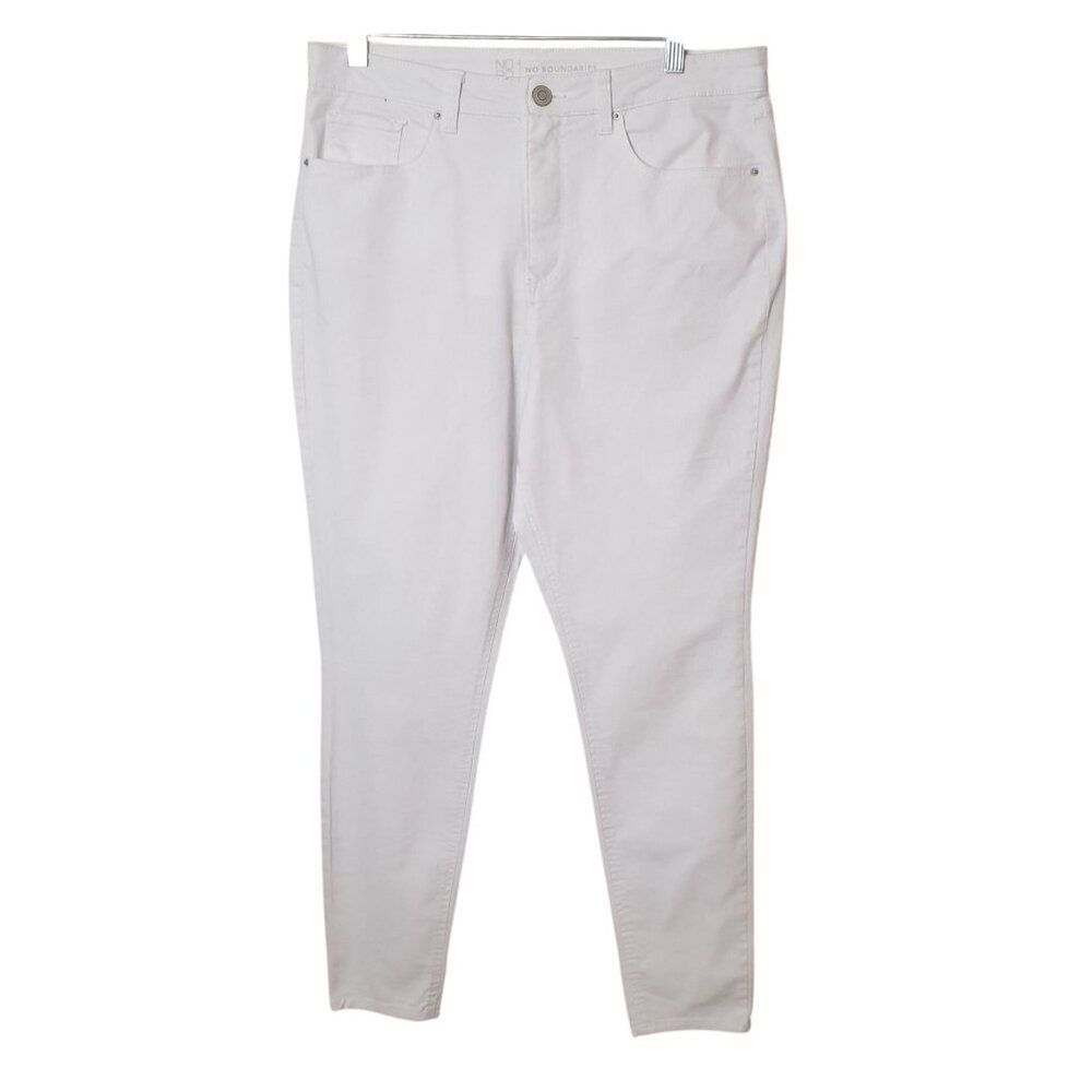 NoBo Womens High-Rise Jeans 15 White Slim Stretchy Cottage Boyfriend Pants